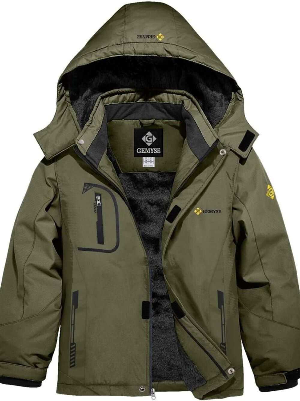Waterproof Boys' Ski Snow Jacket - Fleece Lined, Windproof Winter Coat with Hood